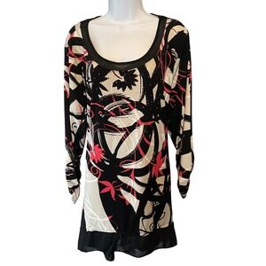 Style‎ & Co Woman Beaded Sheer Floral Stretchy Chic Modern Ruched Sleeve Top 3X